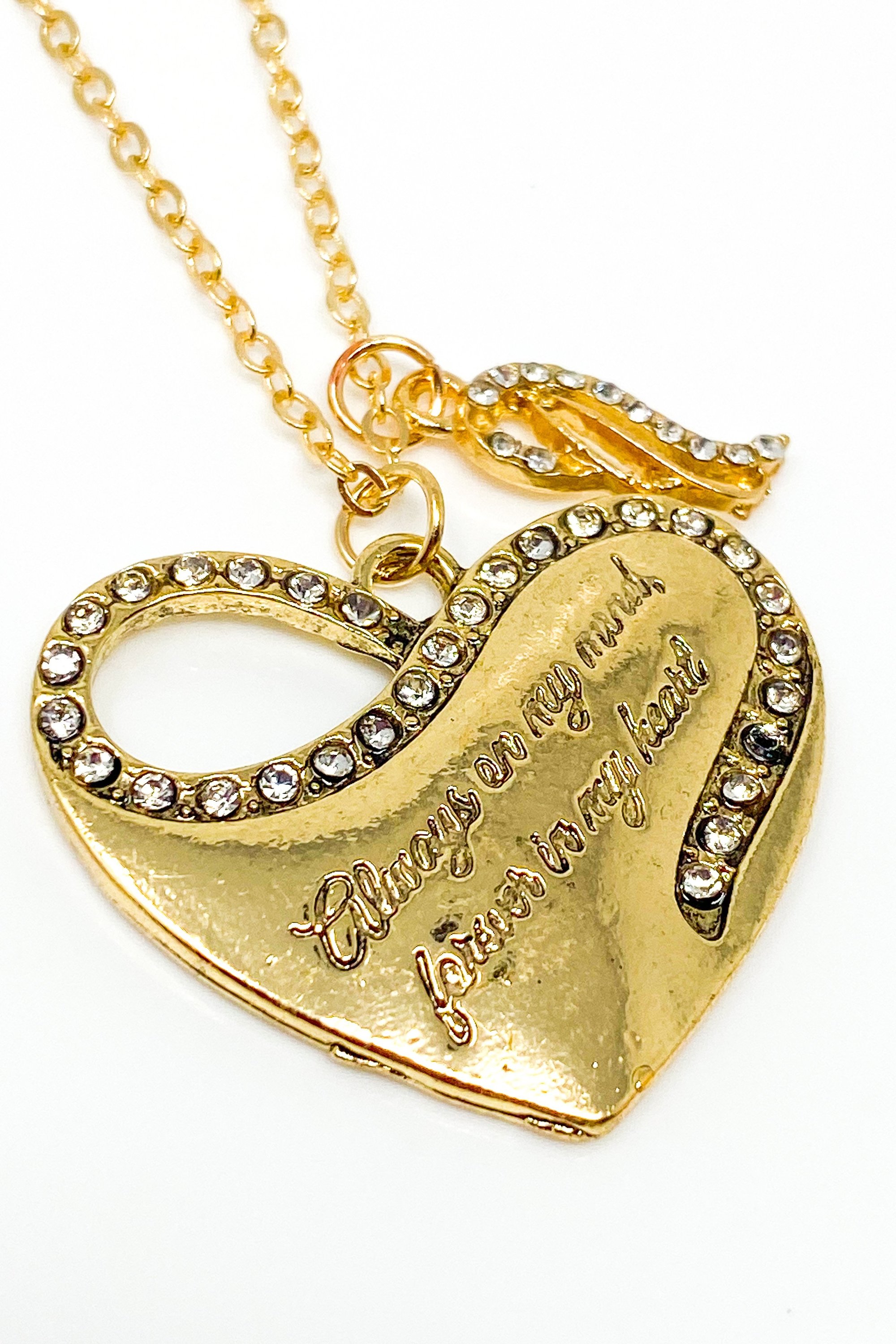 Always On My Mind Necklace in gold and silver, crafted from high-quality zinc alloy, symbolizing love and remembrance.