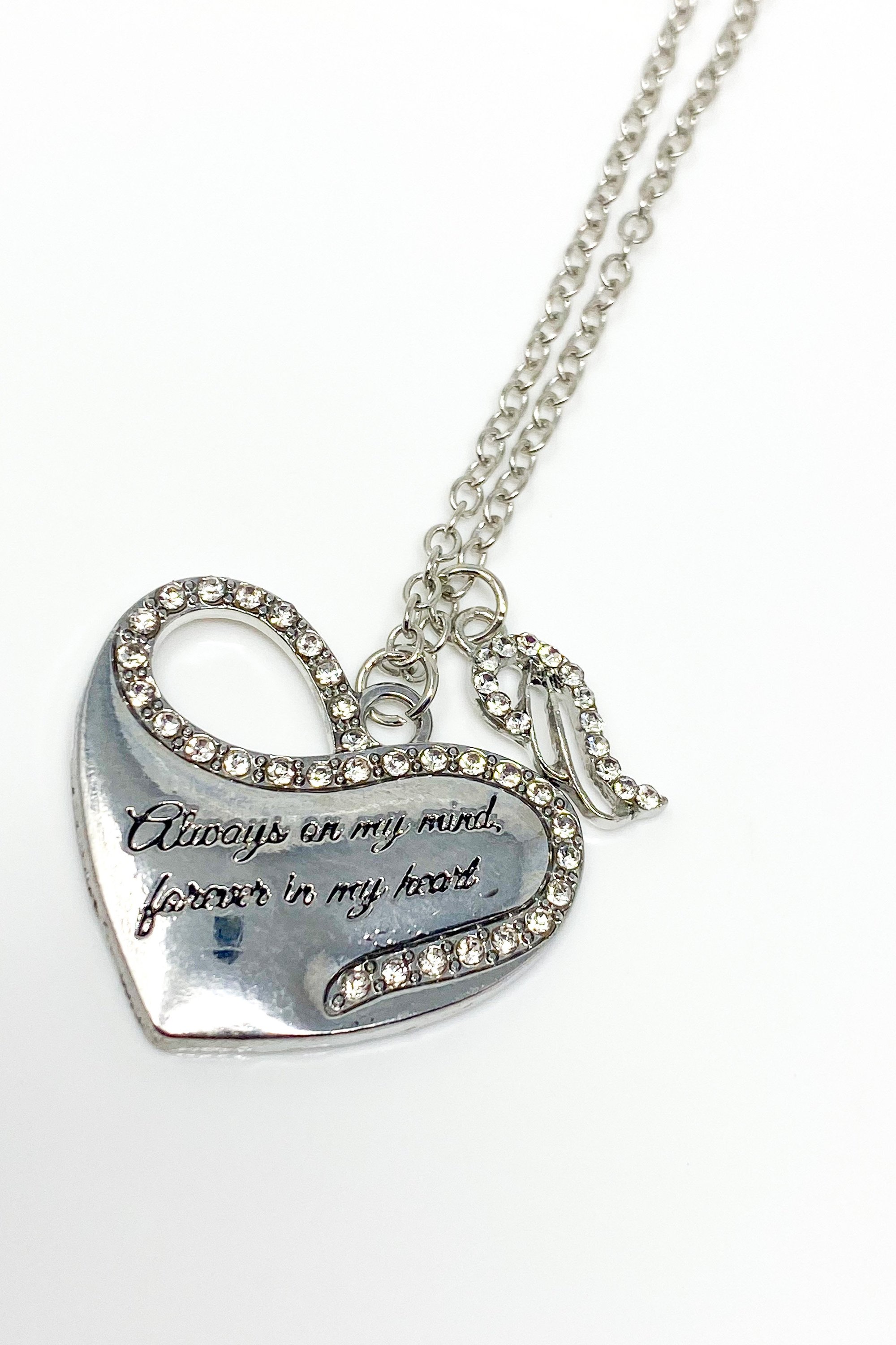 Always On My Mind Necklace in gold and silver, crafted from high-quality zinc alloy, symbolizing love and remembrance.