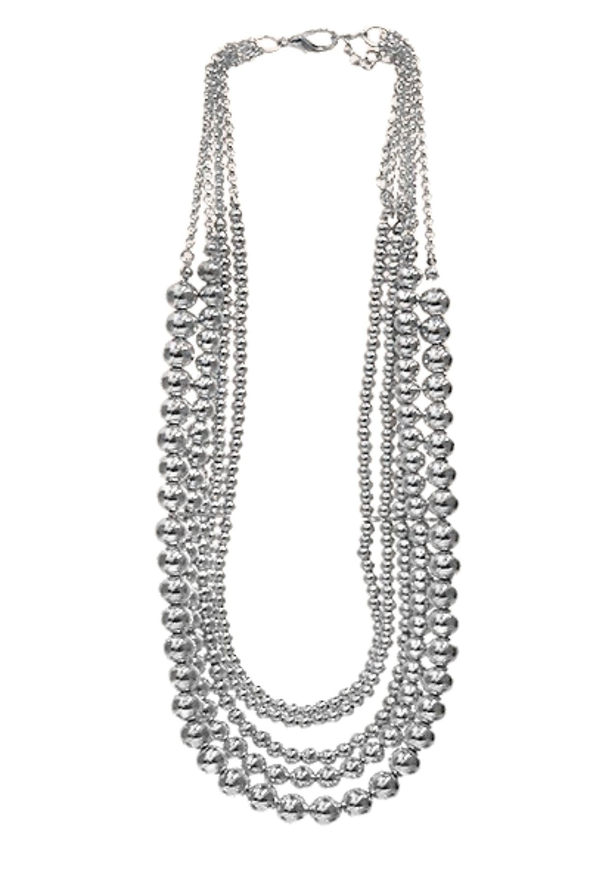 Bella-K Necklace with Earrings Set featuring gold and rhodium plating, showcasing elegant bead design.