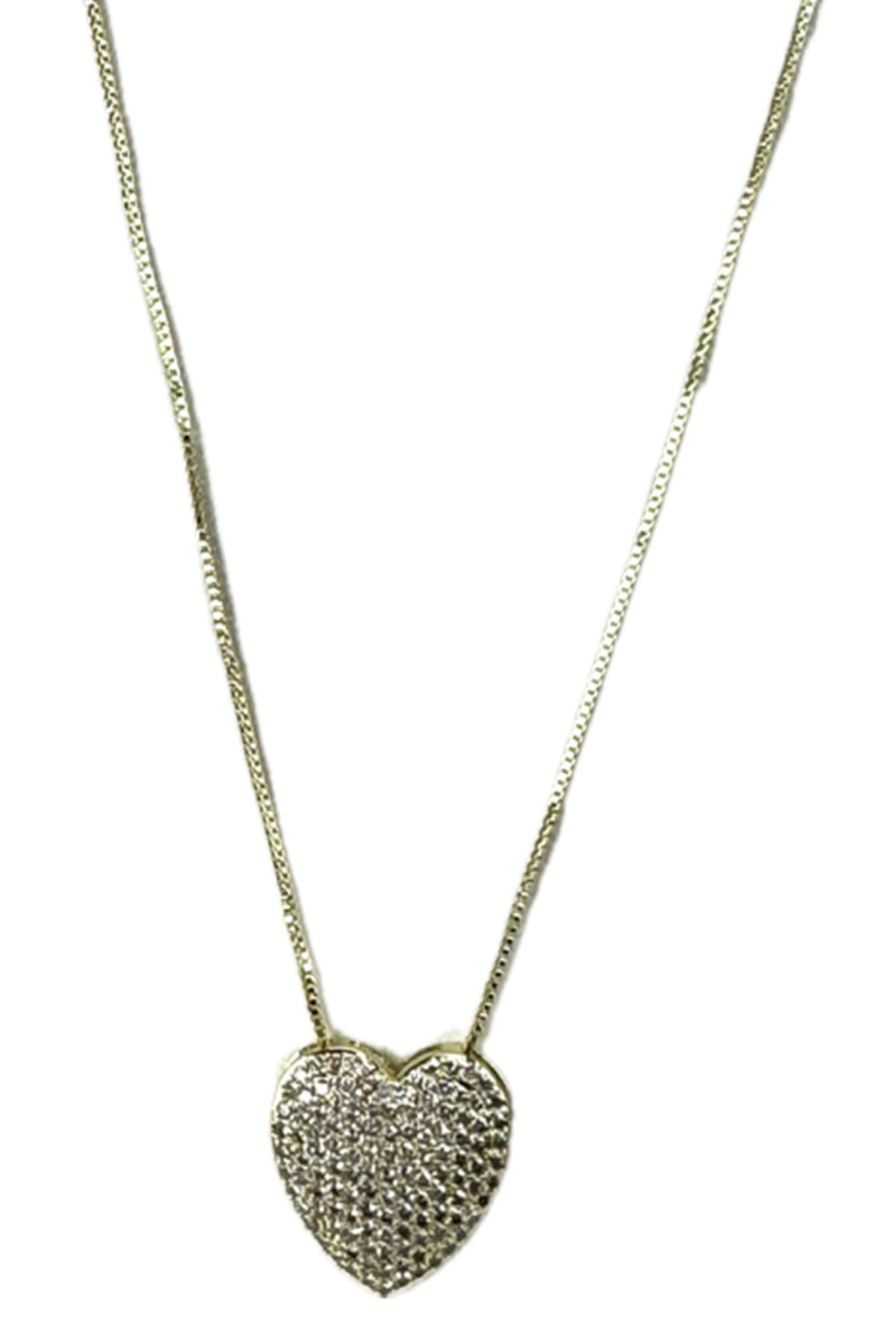 A stunning Pave Heart Necklace featuring a sparkling heart design, crafted with lead and nickel-free materials and a secure lobster claw clasp.