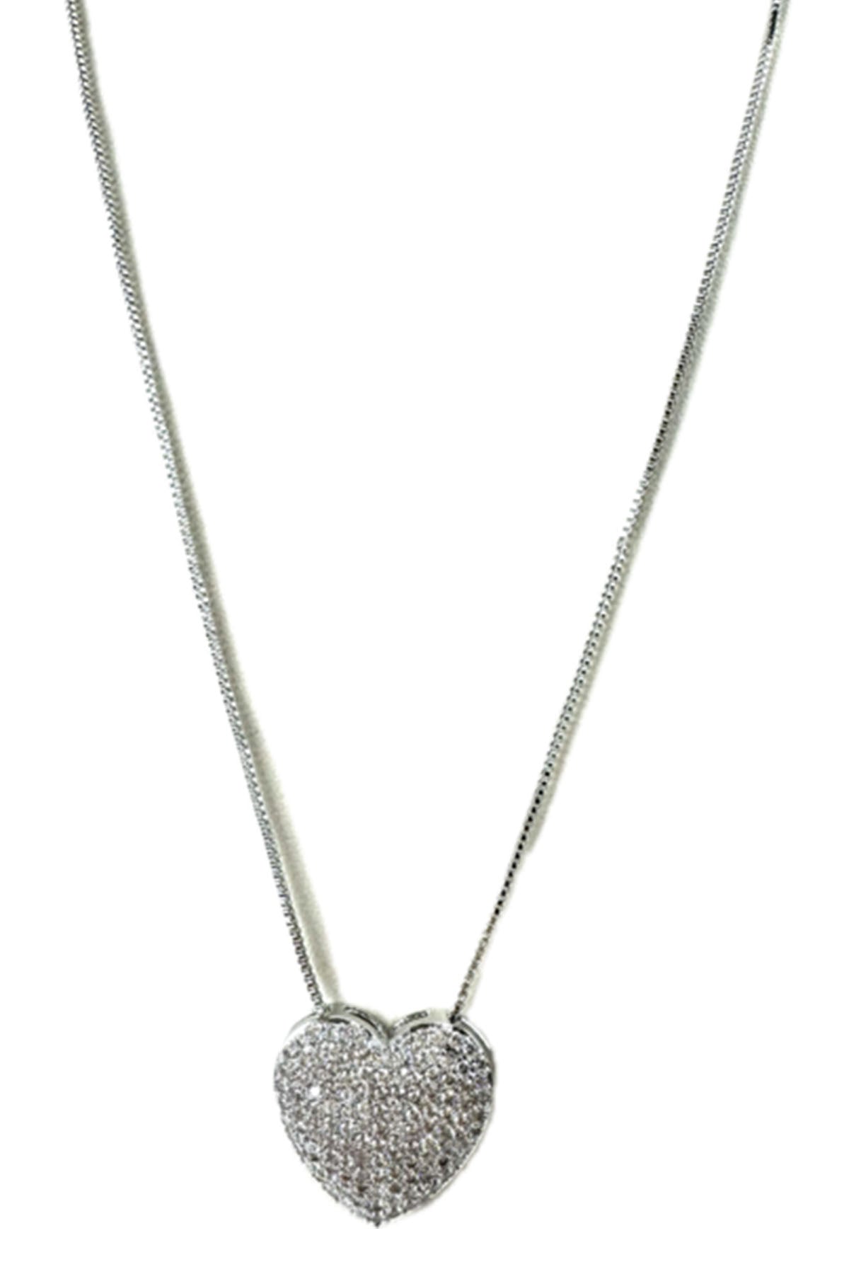 A stunning Pave Heart Necklace featuring a sparkling heart design, crafted with lead and nickel-free materials and a secure lobster claw clasp.