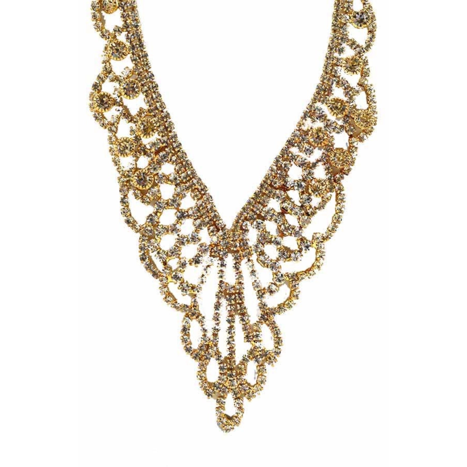 Rhinestone Accent Statement Necklace Set featuring a sparkling necklace and matching earrings, elegantly displayed.