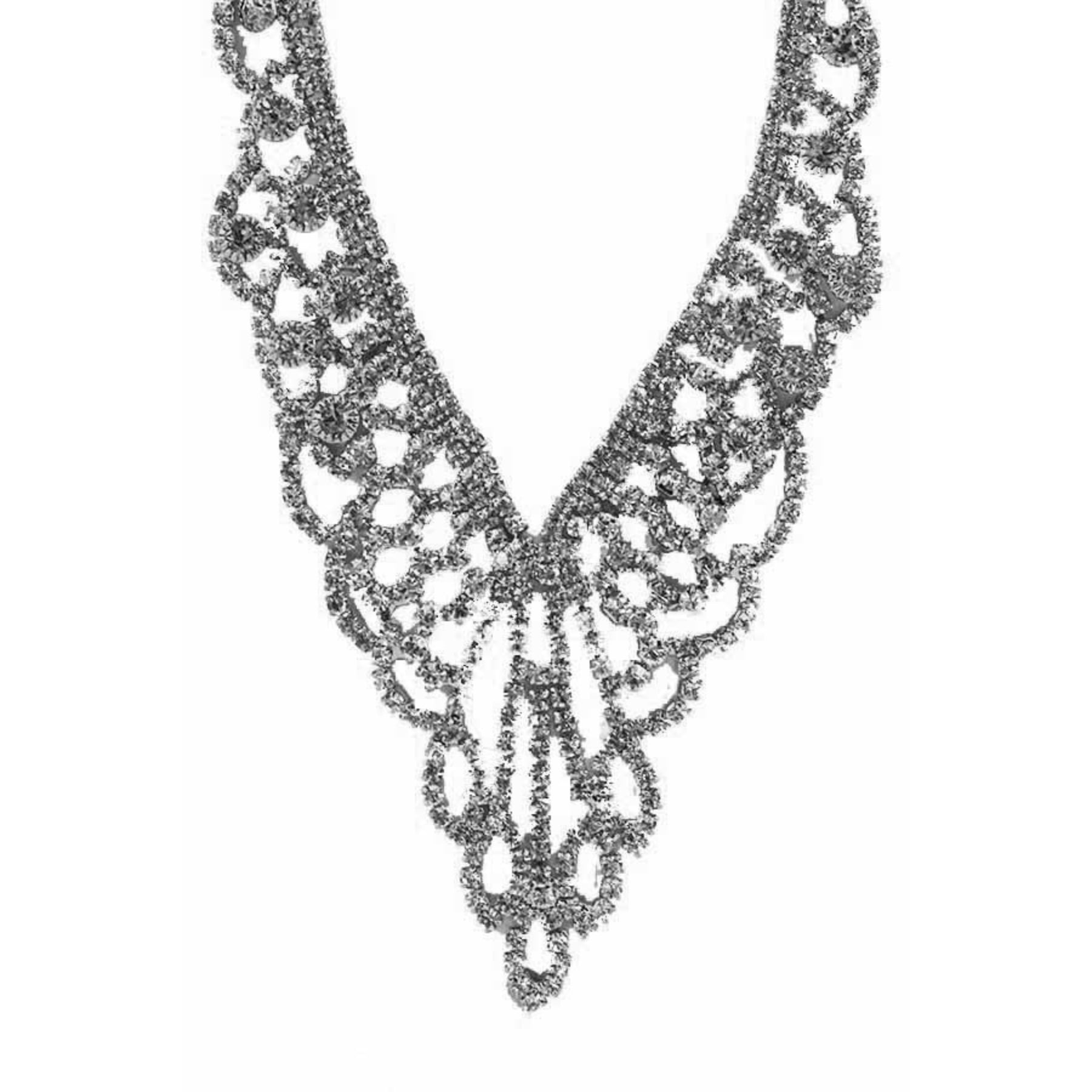 Rhinestone Accent Statement Necklace Set featuring a sparkling necklace and matching earrings, elegantly displayed.