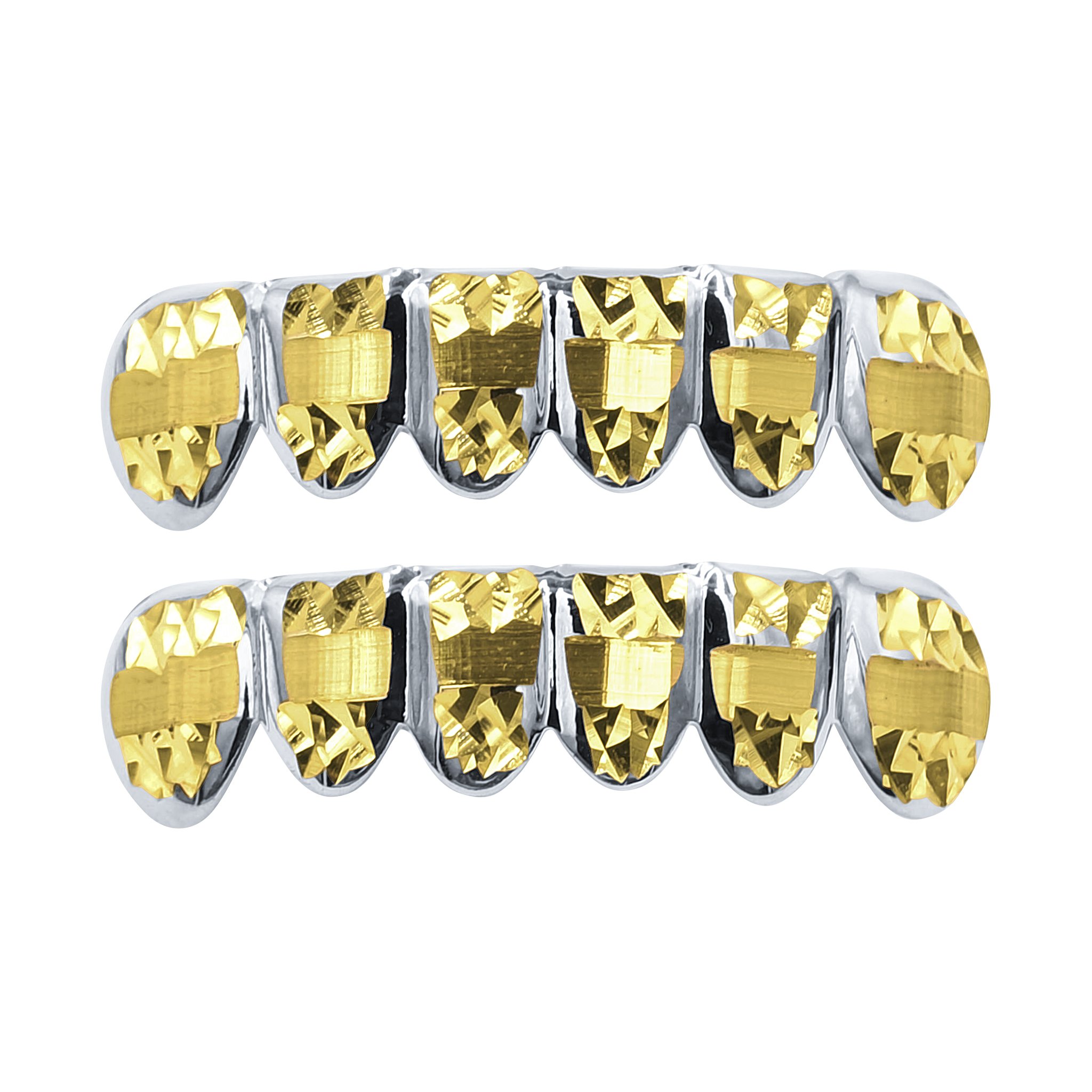 ASTUTE Grillz I 910151 featuring intricate detailing and golden CZ accents, designed to enhance your smile and style.