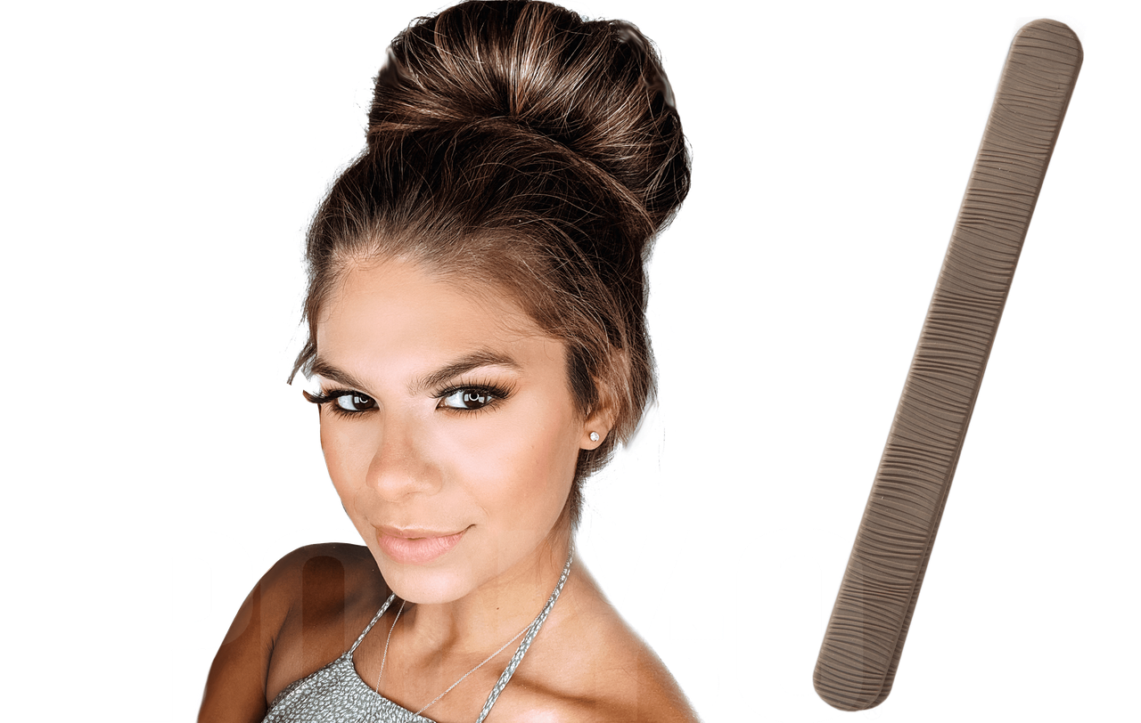 The Bun Bar hair accessory designed for creating flawless buns quickly and easily, featuring a patented design that hides in your hair.