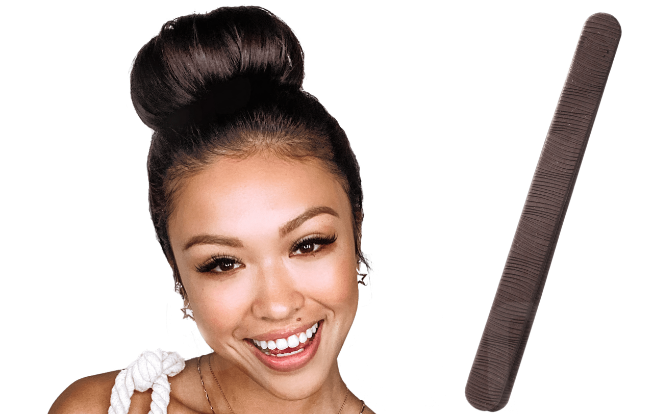 The Bun Bar hair accessory designed for creating flawless buns quickly and easily, featuring a patented design that hides in your hair.