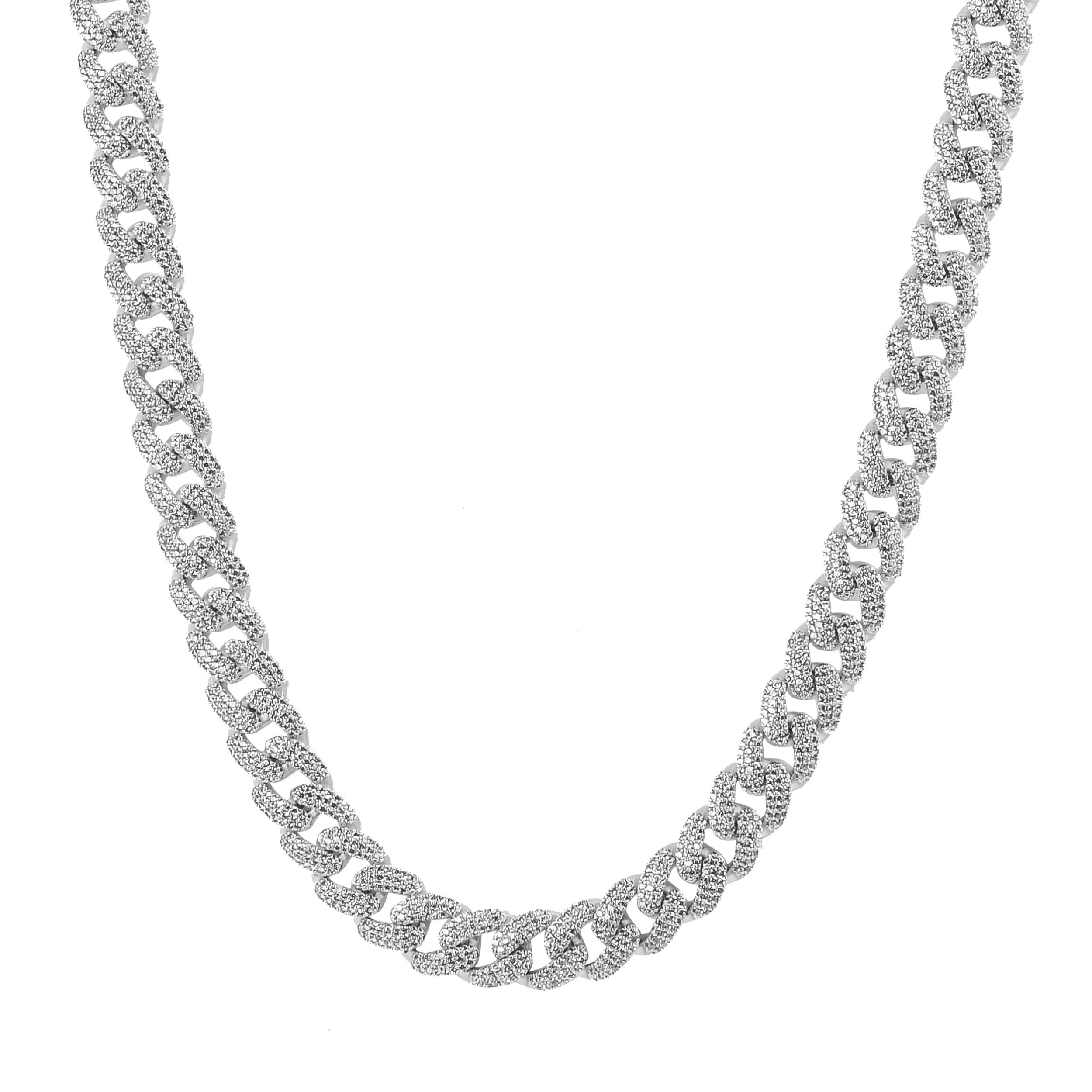 CAMEO 8MM 925 Silver Cuban Chain featuring Grade AAA Cubic Zirconia stones, showcasing its luxurious design and craftsmanship.