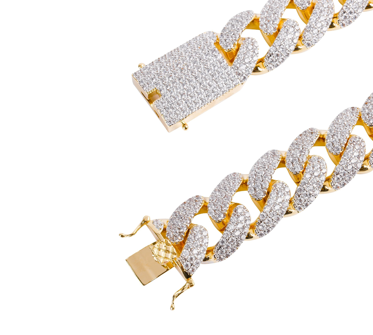 CAMEO 8MM 925 Silver Cuban Chain with Cubic Zirconia stones, showcasing luxury and sophistication.