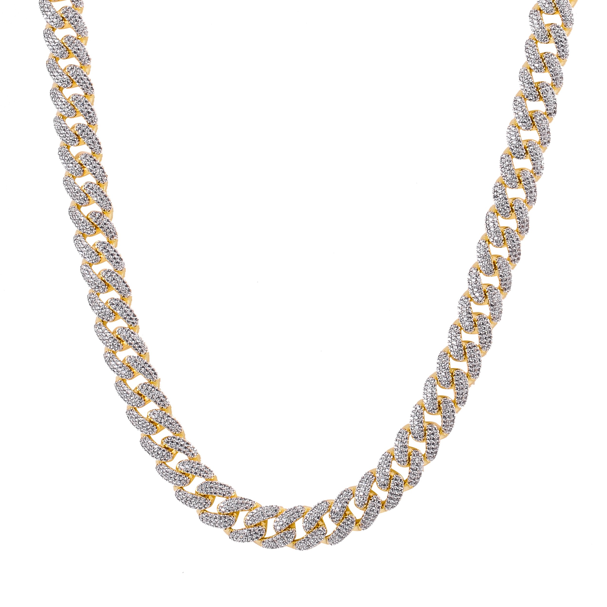 CAMEO 8MM 925 Silver Cuban Chain with Cubic Zirconia stones, showcasing luxury and sophistication.