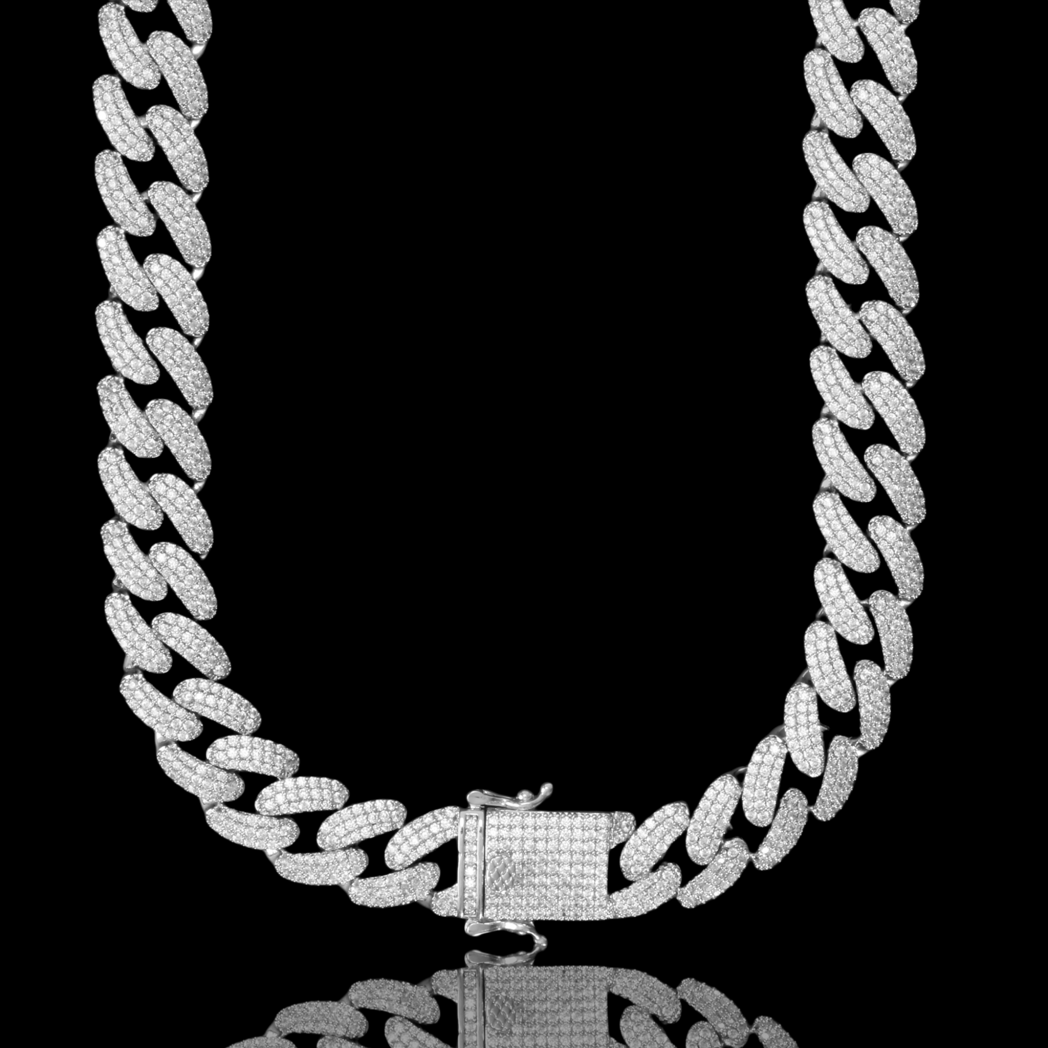 COLT 12MM Cuban Chain featuring luxurious Cubic Zirconia stones on brass copper metal, showcasing a bold and elegant design.