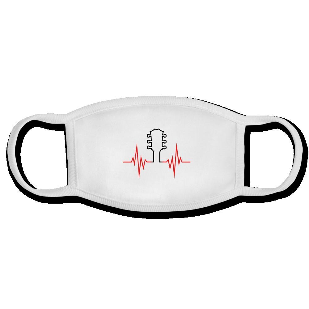 Guitar Heart Beat cotton face mask featuring a unique design, made from breathable 100% cotton, suitable for all-day wear.