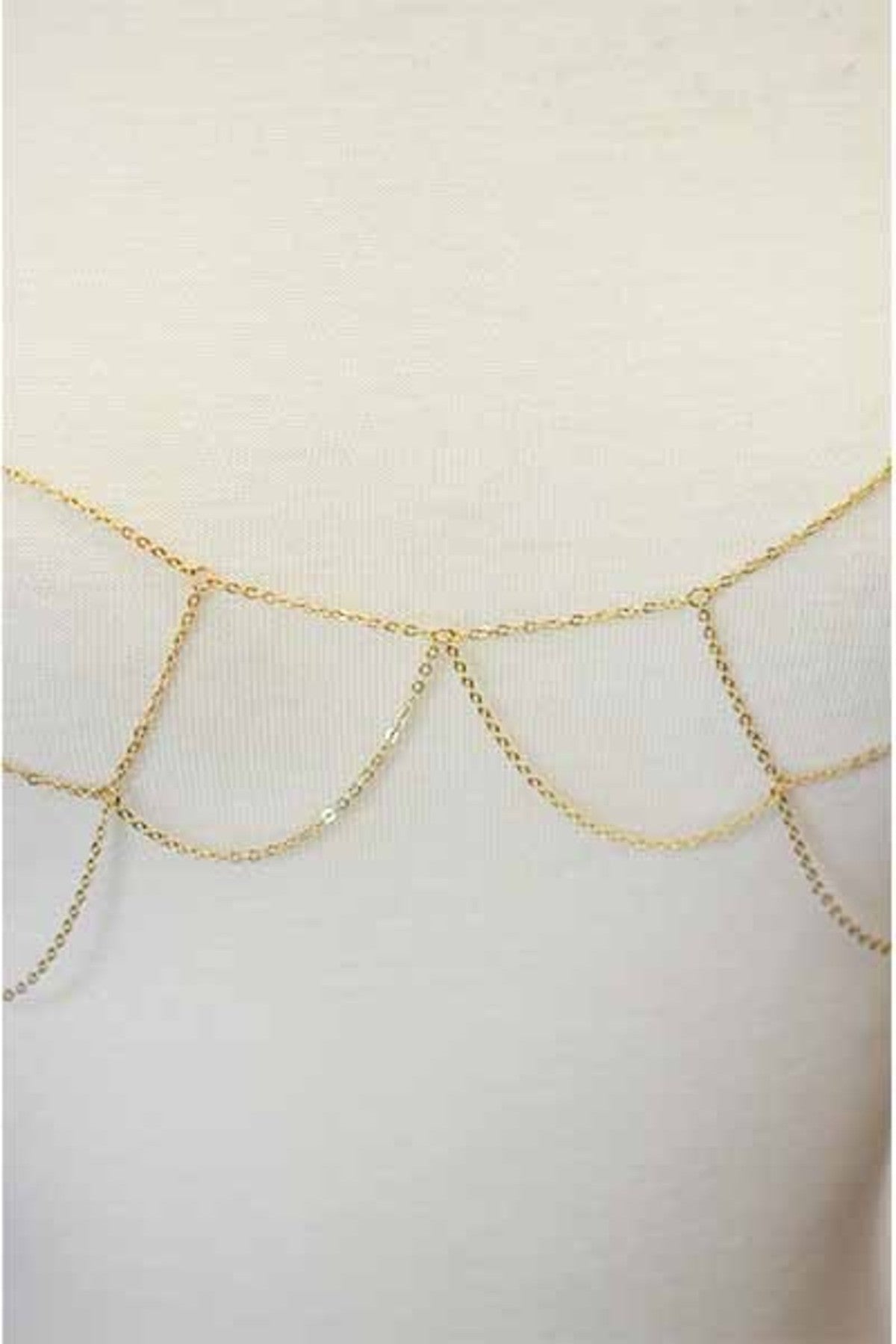 Lattice Chain Drape Bra Chain featuring a lobster claw clasp and extender, showcasing its elegant design.