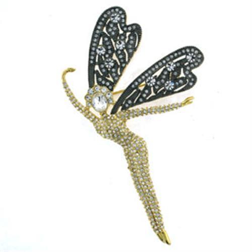 LOA280 Gold Brass Brooch featuring clear top-grade crystal, elegantly designed for stylish accessorizing.