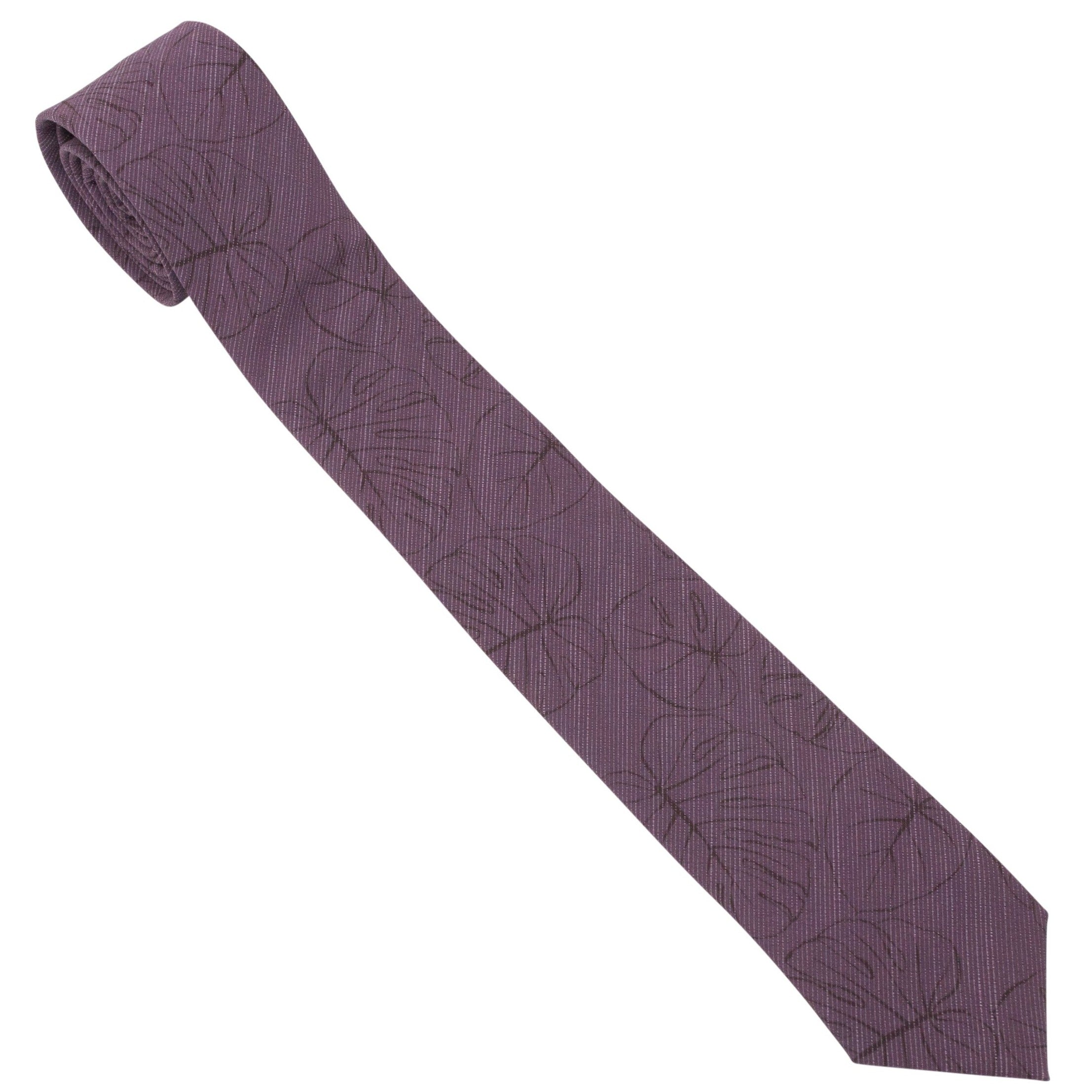 Maroon Monstera Sketch tie featuring a unique leaf design, water-repellent and stain-resistant fabric.