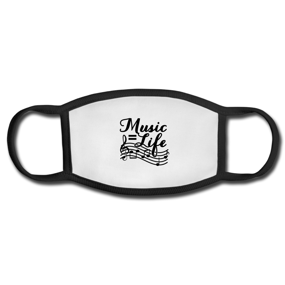 Music = Life Cotton Face Mask featuring a unique design, made from breathable 100% cotton, suitable for all-day wear.