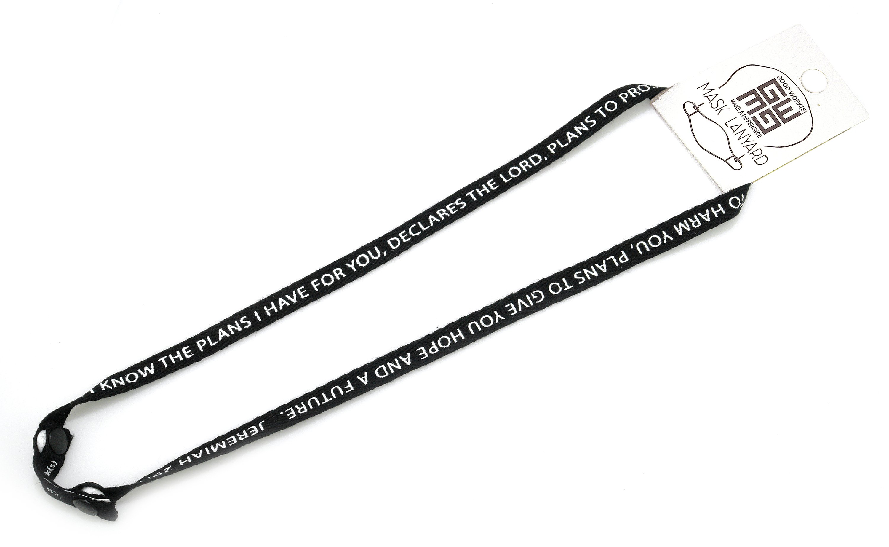 Philippians 4:13 Face Mask Lanyard featuring inspirational scripture quote.