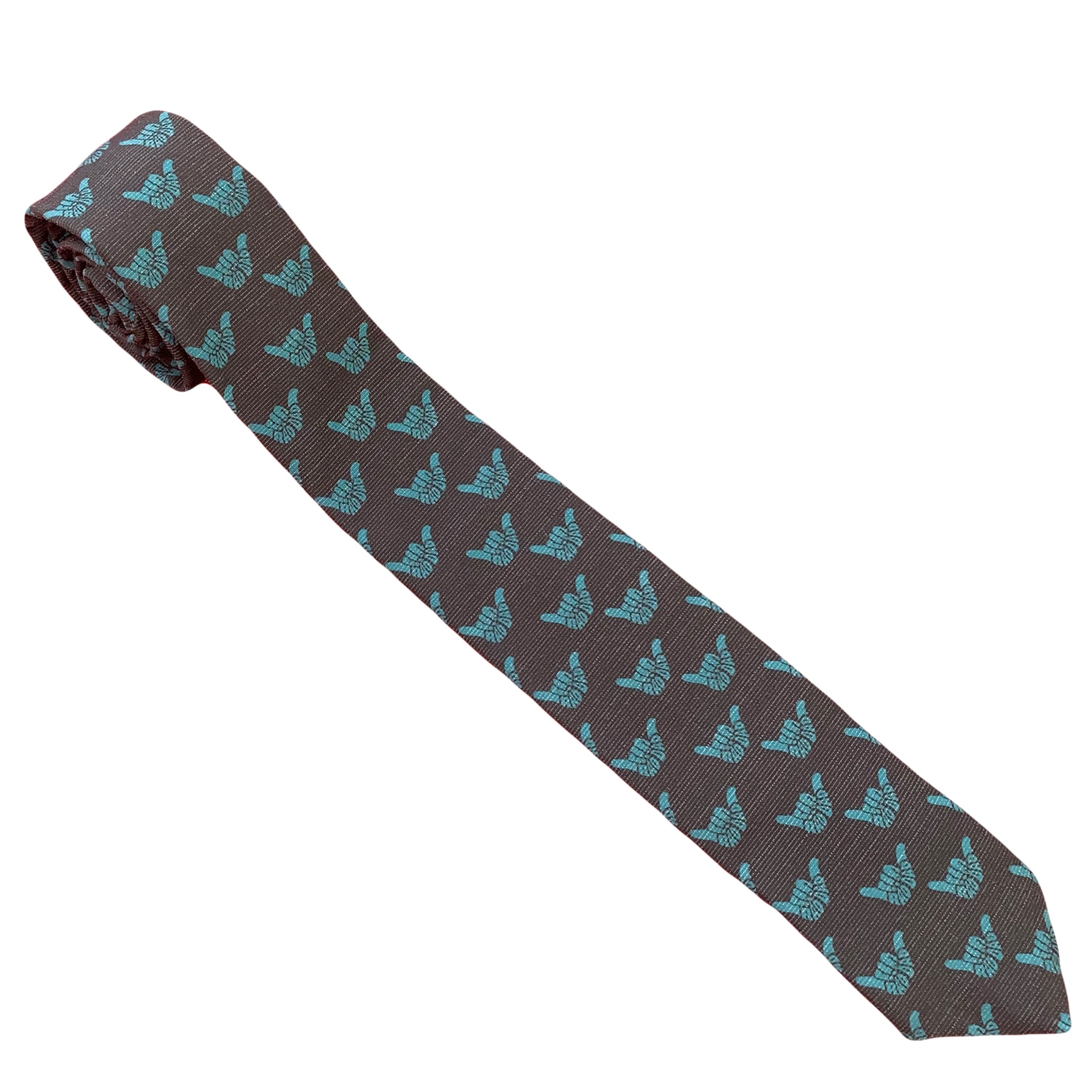 Turquoise Rad Dad Shaka tie featuring a stylish design, water-repellent and stain-resistant fabric.