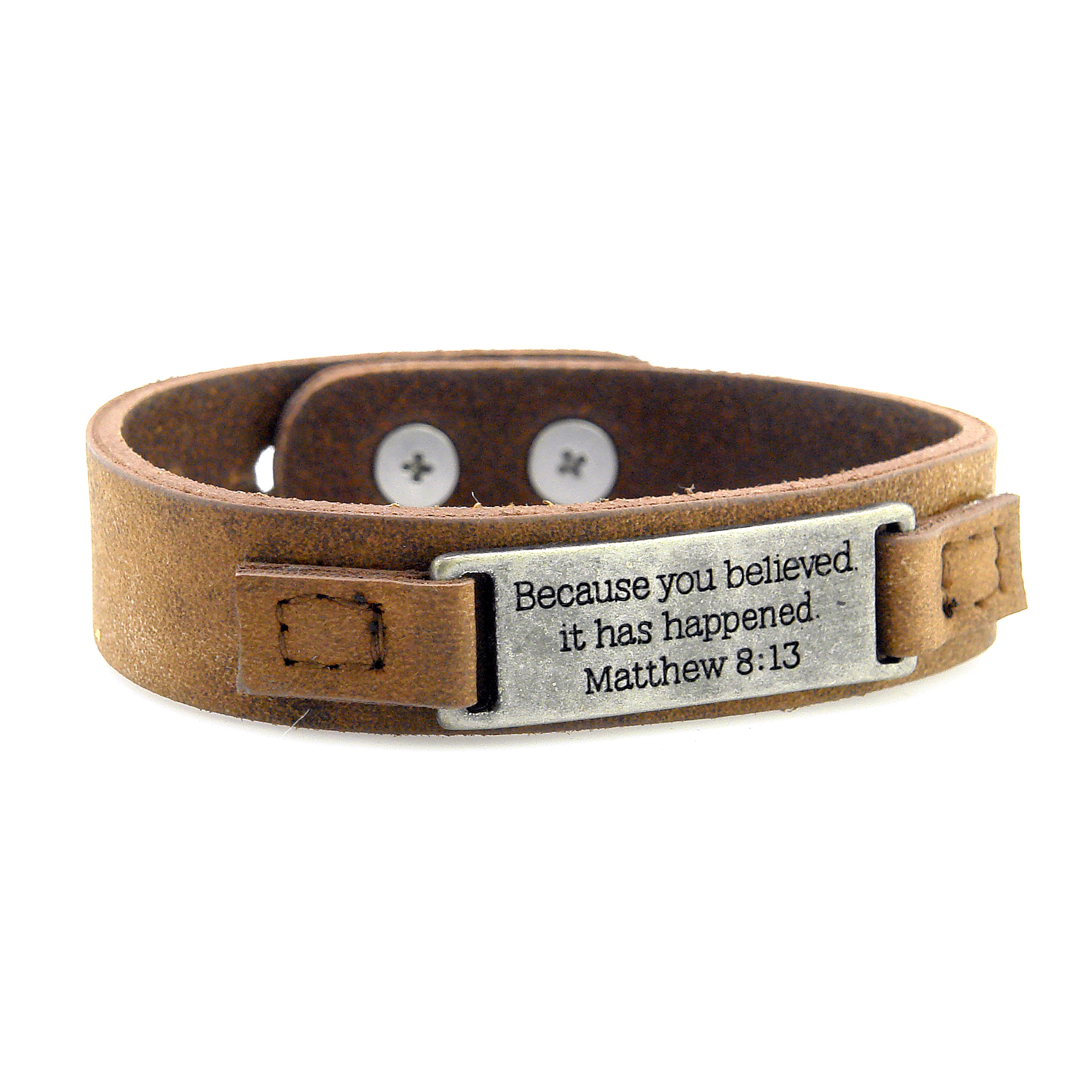 Sacred Unisex Single Bracelet featuring an inspirational quote from Matthew 8:13, designed for everyday wear.