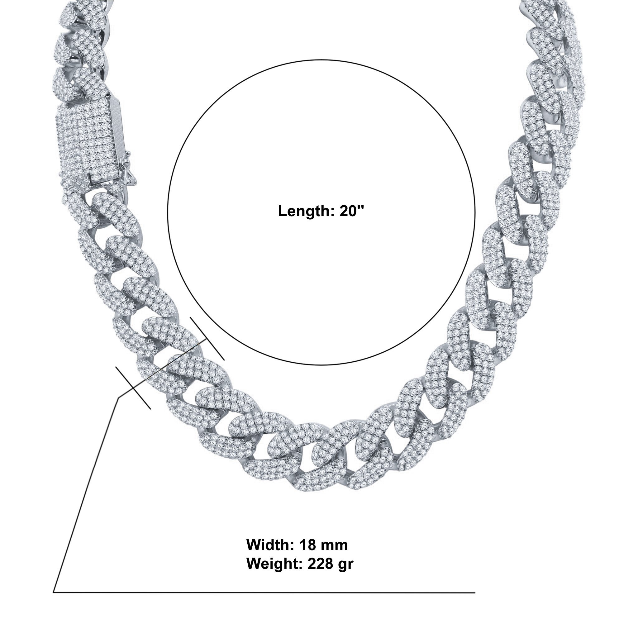 STALLION 18 MM Cuban Chain featuring solid links and AAA cubic zirconia, showcasing luxury and craftsmanship.