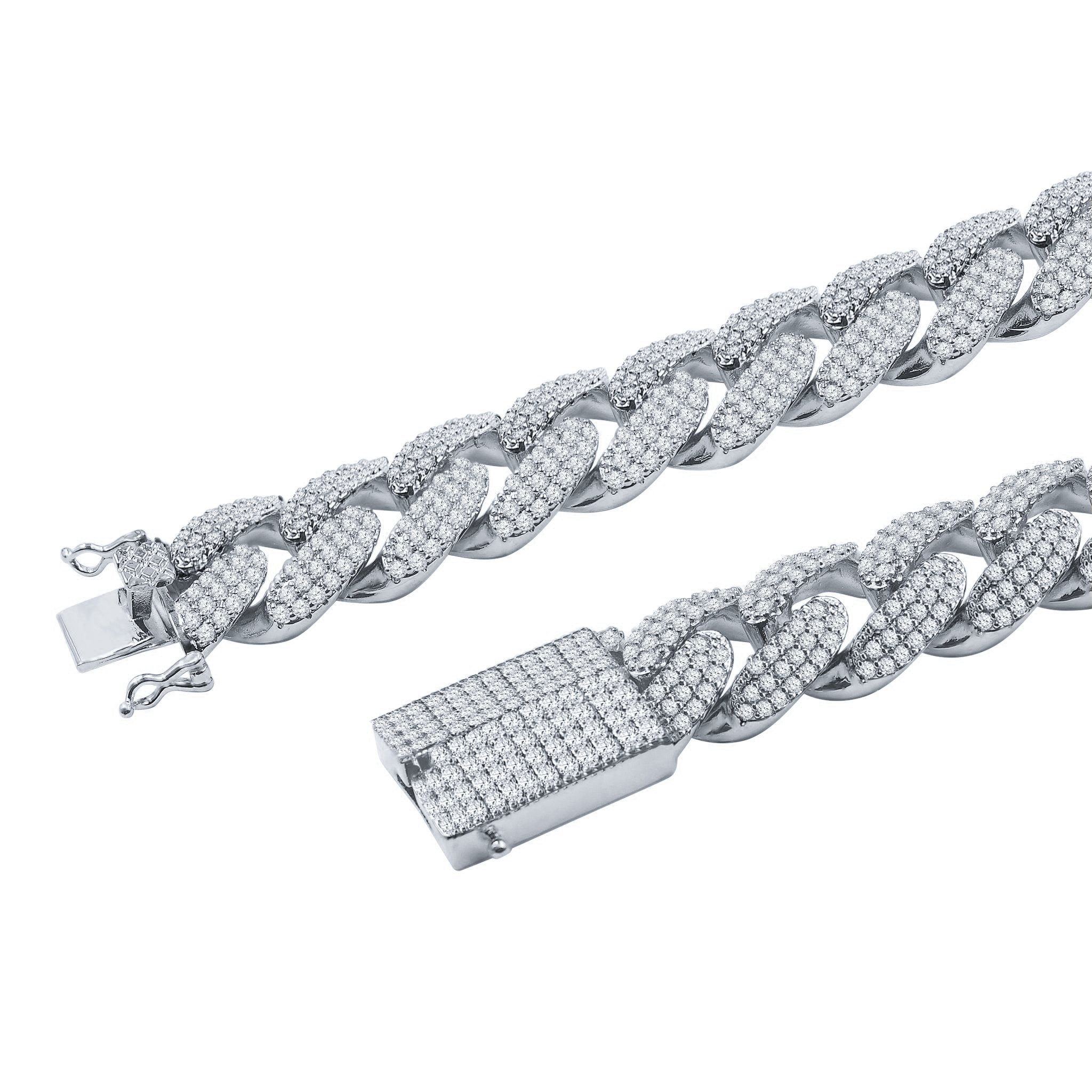 STALLION 18 MM Cuban Chain featuring solid links and AAA cubic zirconia, showcasing luxury and craftsmanship.