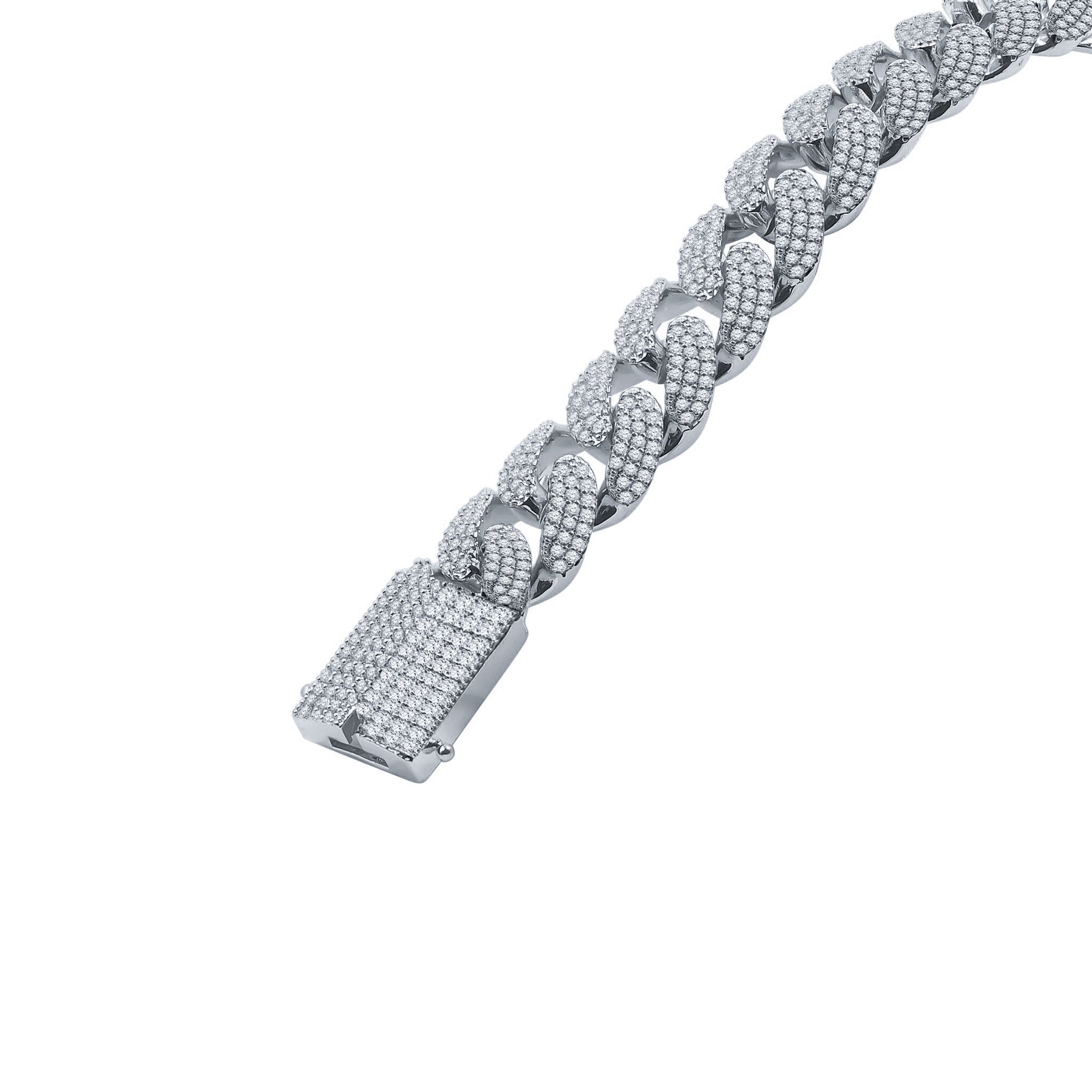 STALLION 18 MM Cuban Chain featuring solid links and AAA cubic zirconia, showcasing luxury and craftsmanship.