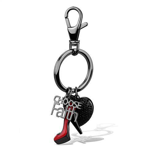 TK2795 IP Light Black Key Ring made of stainless steel with top-grade crystal accents, showcasing a sleek and modern design.