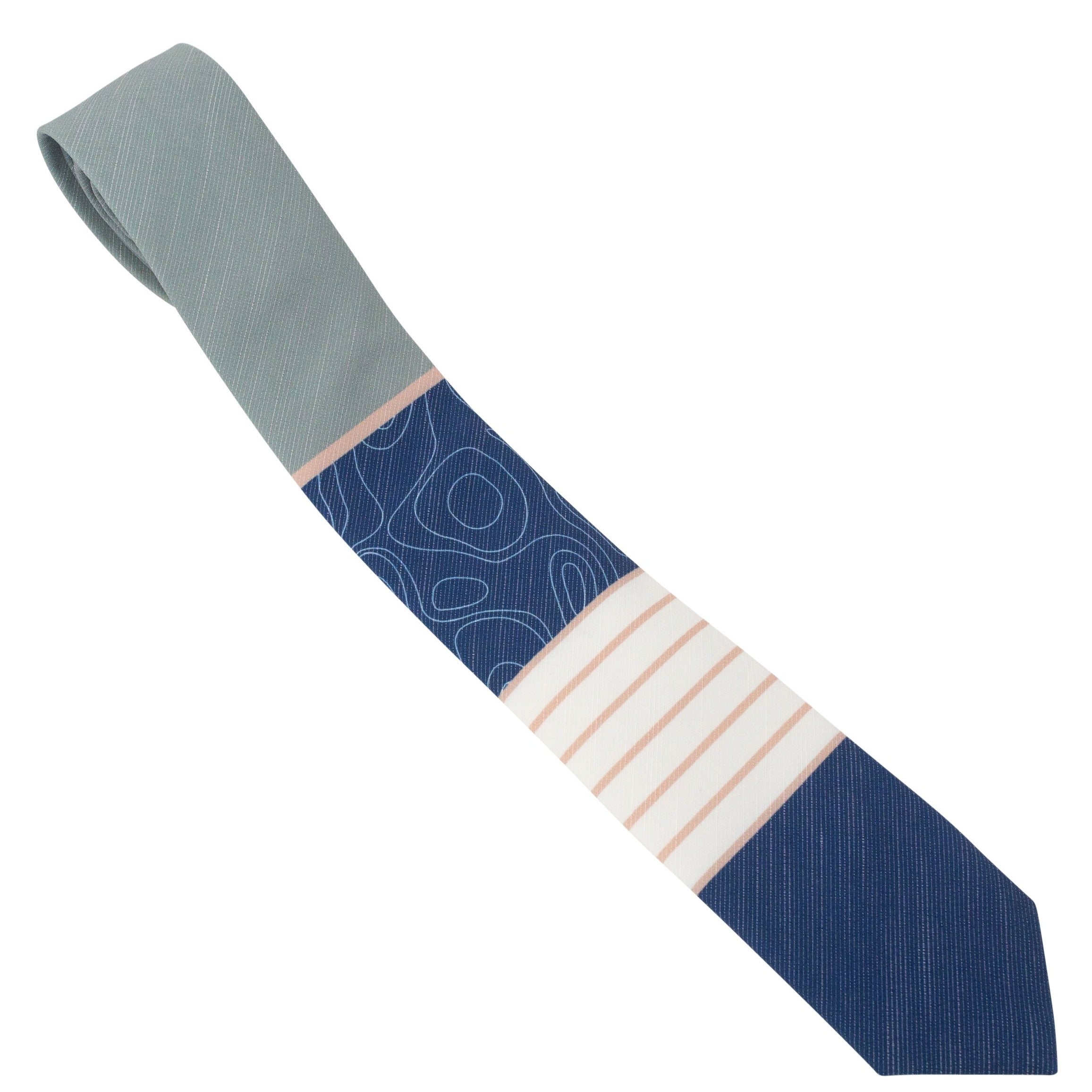 Multicolored men's necktie with patterns.