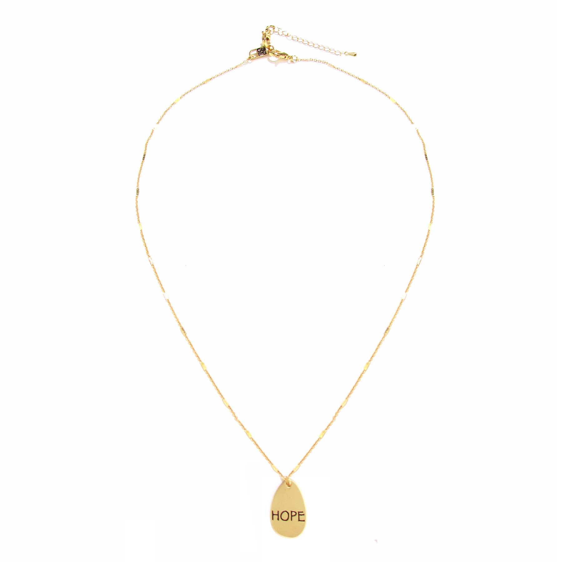 Trust Necklace featuring double-sided design with 'Hope' and 'Faith' inscriptions, alloy plated in silver and gold.