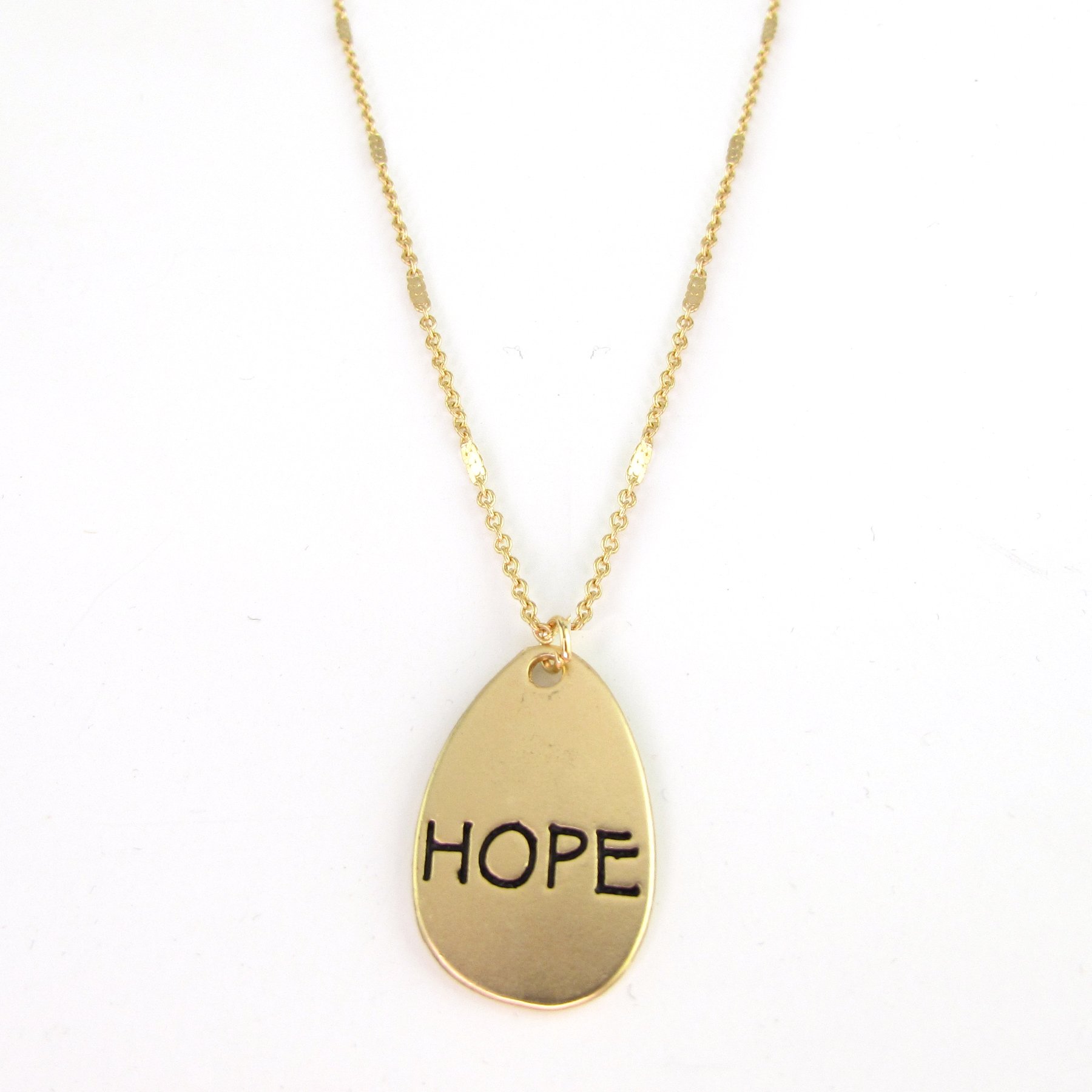 Trust Necklace featuring double-sided design with 'Hope' and 'Faith' inscriptions, alloy plated in silver and gold.