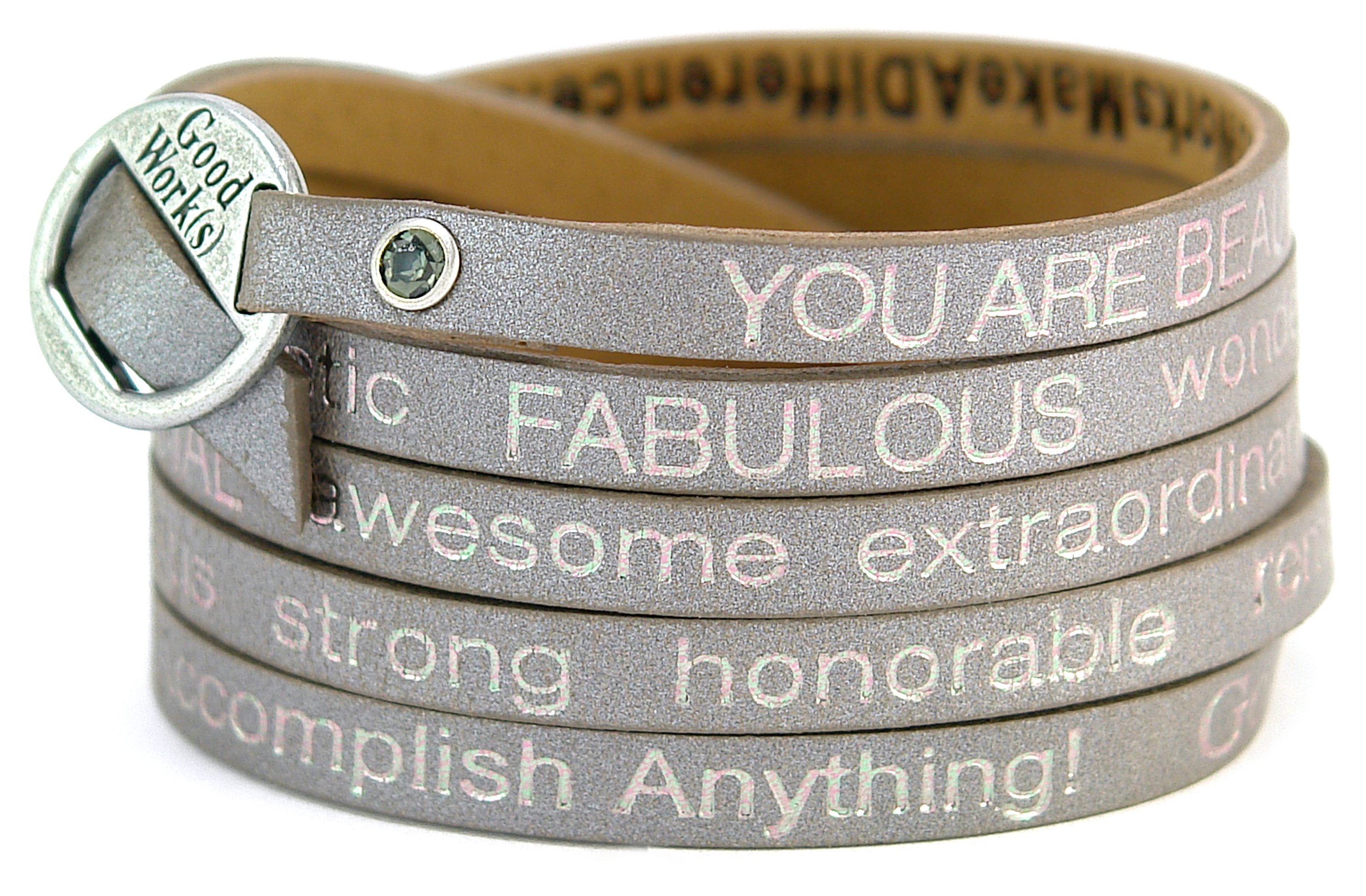 You Are Beautiful wrap around bracelet featuring an inspiring message, adjustable design, and stylish appearance.