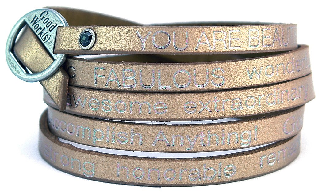 You Are Beautiful wrap around bracelet featuring an inspiring message, adjustable design, and stylish appearance.