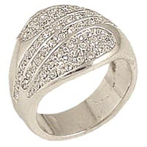 0C212 Rhodium Brass Ring featuring a clear top grade crystal, showcasing its elegant design and luxurious finish.