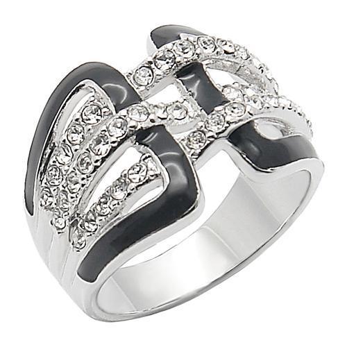 0W258 Rhodium Brass Ring featuring a clear AAA Grade CZ stone, showcasing its elegant design and luxurious finish.