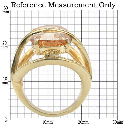 0W314 Gold Brass Ring featuring a champagne AAA Grade CZ stone, elegantly designed for any occasion.