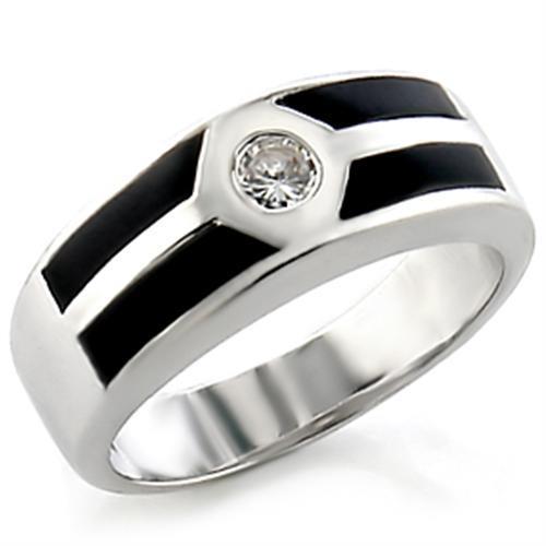 Rhodium Brass Ring featuring a clear AAA Grade CZ center stone, elegantly designed for versatile wear.