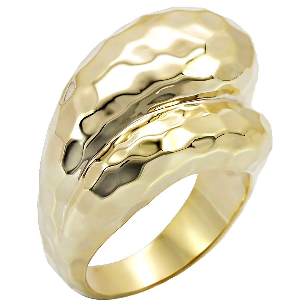 1W036 Gold Brass Ring with a minimalist design, featuring a smooth gold finish and no center stone, perfect for everyday wear.