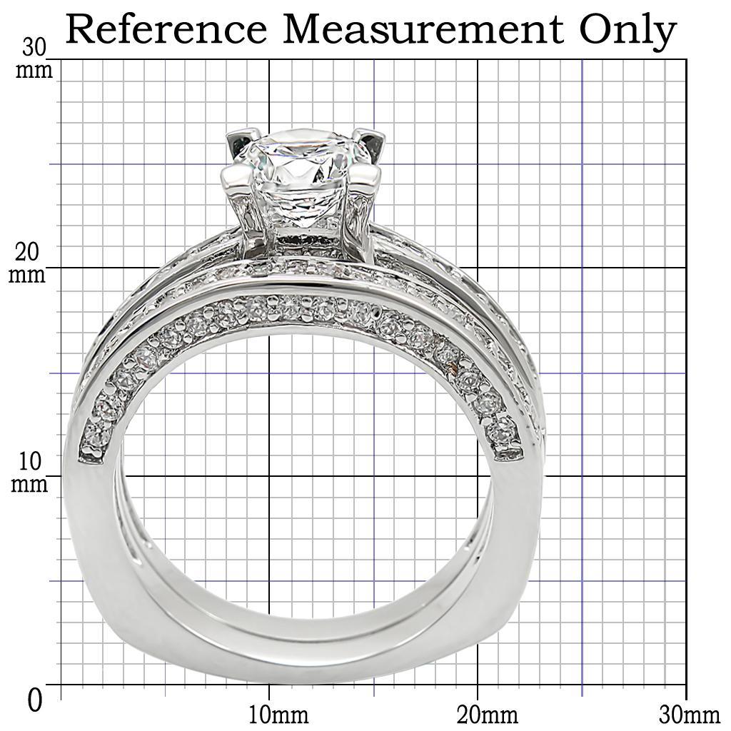 1W004 Rhodium Brass Ring featuring a clear AAA Grade CZ stone, showcasing its elegant design and luxurious finish.