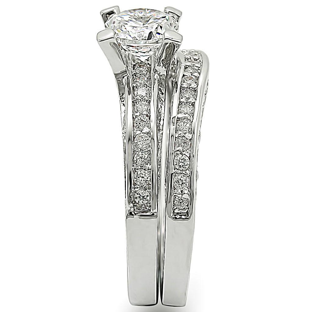 1W004 Rhodium Brass Ring featuring a clear AAA Grade CZ stone, showcasing its elegant design and luxurious finish.