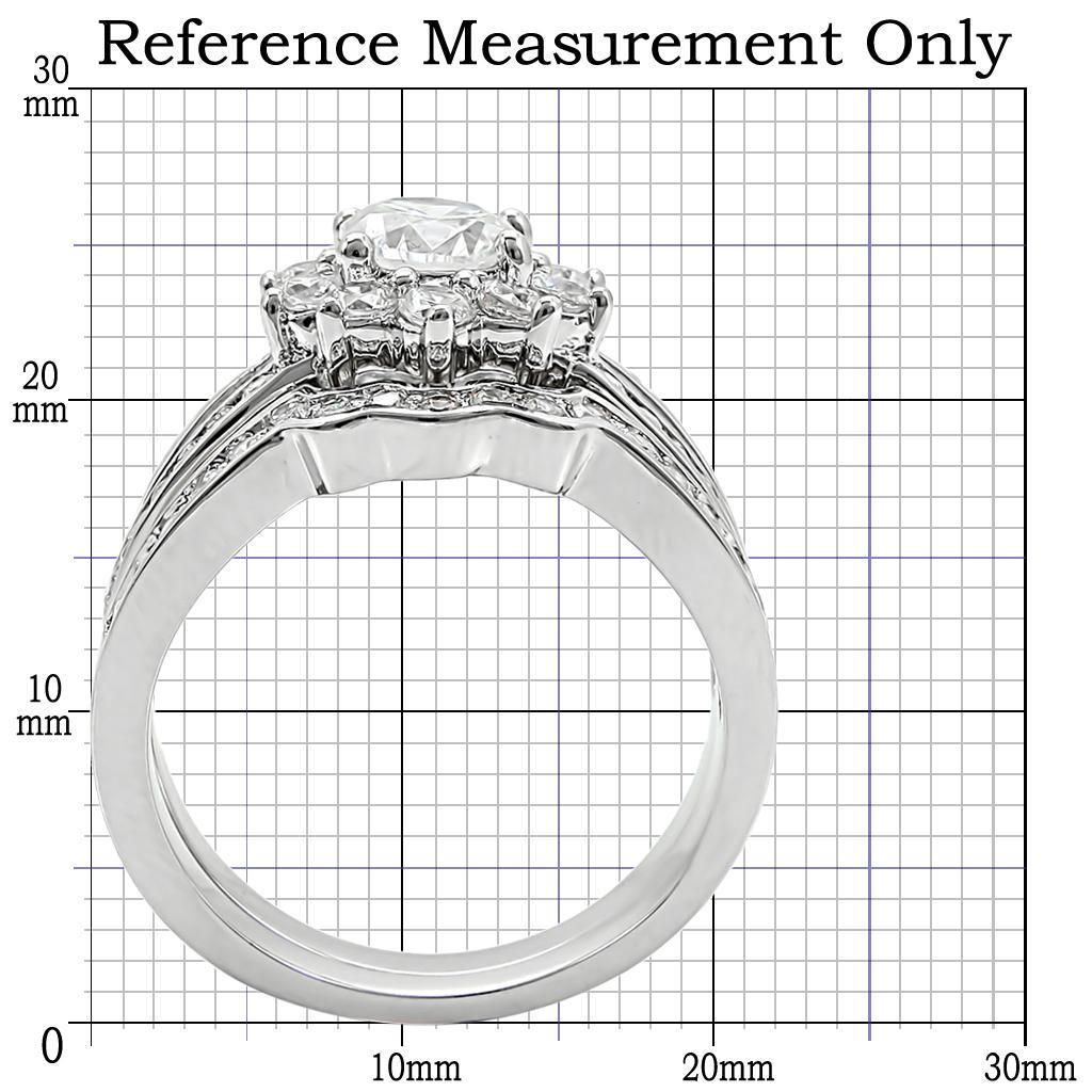 1W008 Rhodium Brass Ring featuring a clear AAA Grade CZ center stone, elegantly designed for style and comfort.