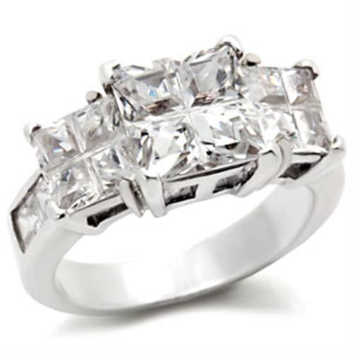 High-Polished 925 Sterling Silver Ring featuring a clear AAA Grade CZ stone, showcasing its elegant design and shine.