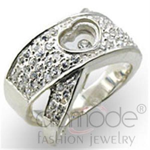 High-Polished 925 Sterling Silver Ring featuring a clear top grade crystal, showcasing its elegant design and shine.