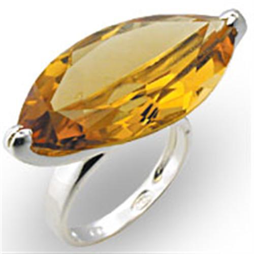 High-Polished 925 Sterling Silver Ring featuring AAA Grade CZ in Citrine color, showcasing its elegant design and craftsmanship.