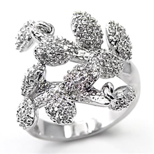 7X105 Rhodium Brass Ring featuring AAA Grade CZ stones, showcasing its elegant design and clear sparkle.