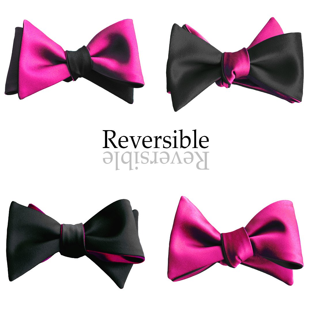 A stylish Black & Fuchsia Hot Pink Butterfly Bow Tie with vibrant colors and elegant design, perfect for formal occasions.