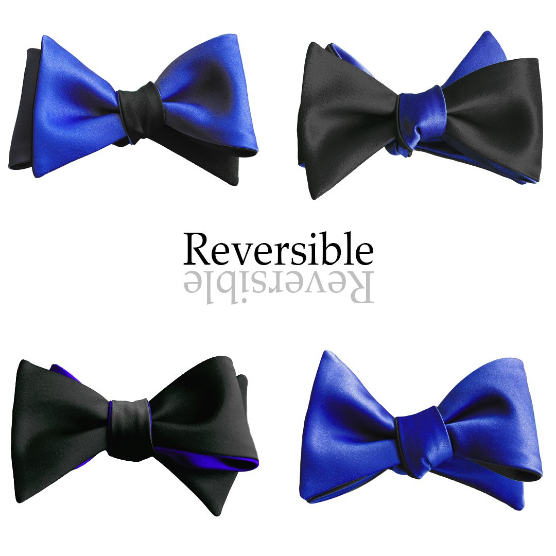 A stylish Black & Royal Blue Butterfly Bow Tie, featuring a classic butterfly shape with a vibrant royal blue accent against a black background.