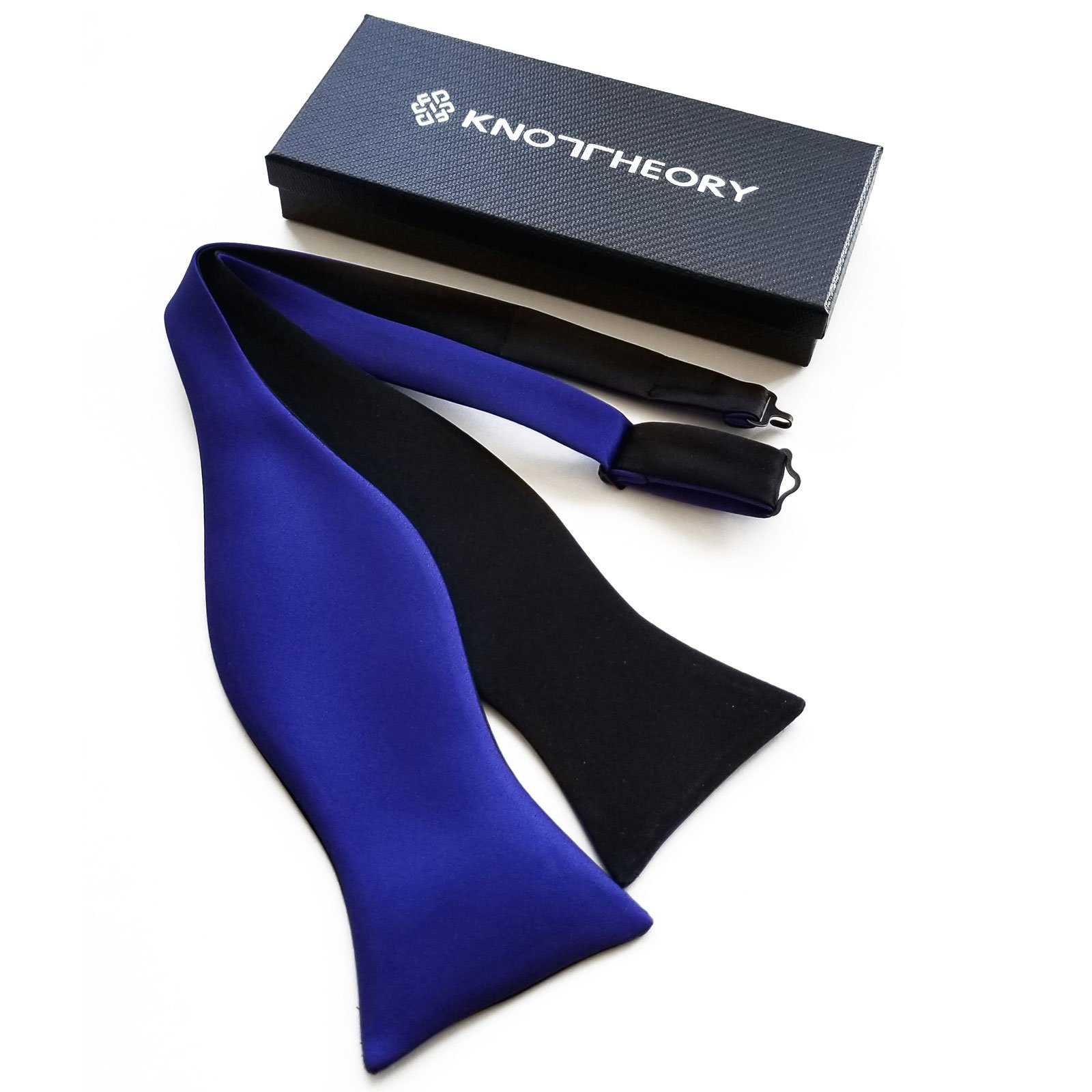 A stylish Black & Royal Blue Butterfly Bow Tie, featuring a classic butterfly shape with a vibrant royal blue accent against a black background.