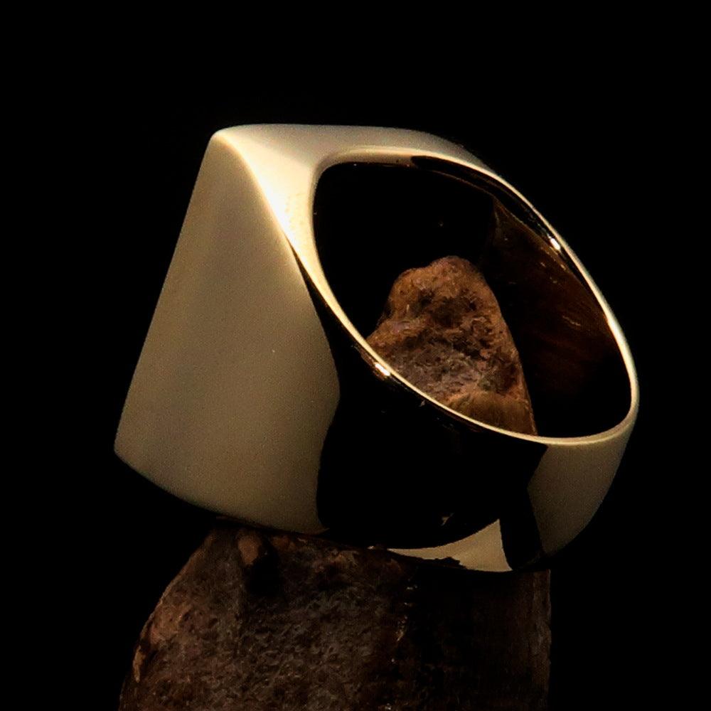 Brass Men's Zodiac Ring featuring Capricorn symbol with a polished black enamel finish, showcasing its elegant design.