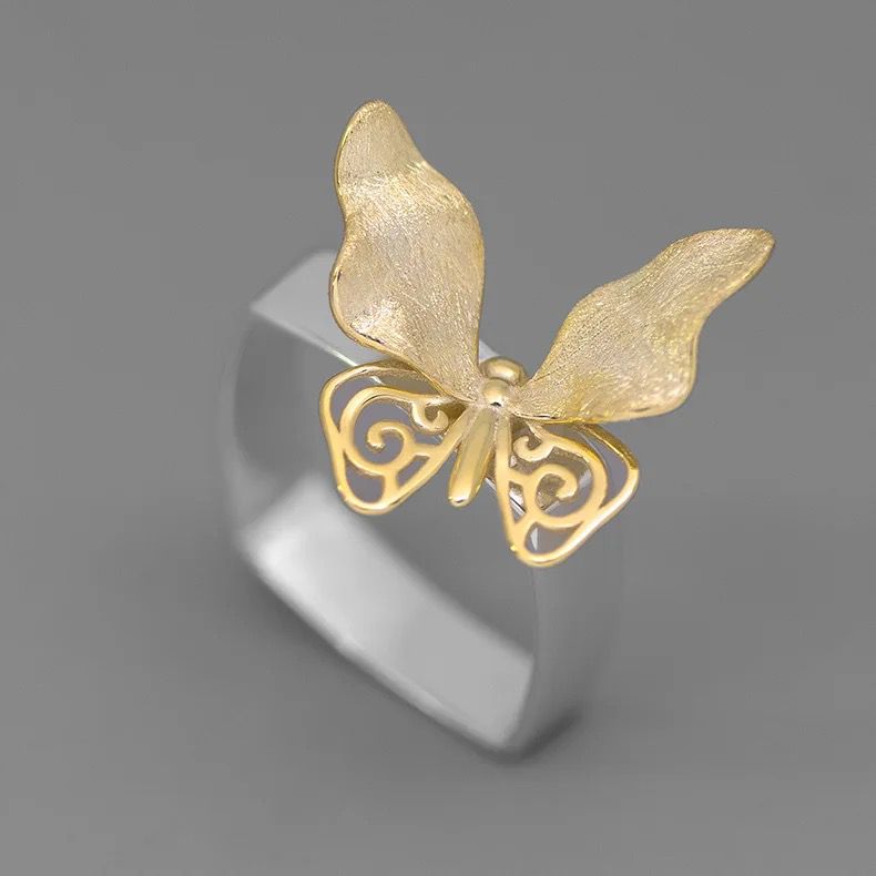 A delicate 925 silver butterfly ring showcasing intricate design and elegance, perfect for all occasions.