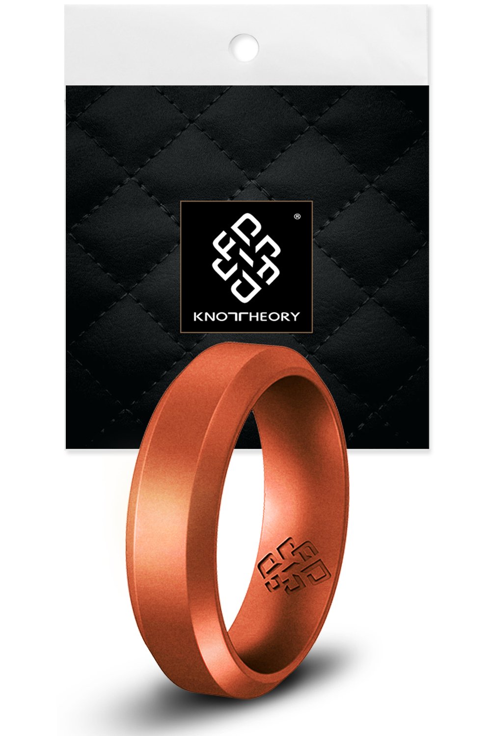 Copper Bevel Edge Breathable Silicone Ring for Men, showcasing its sleek design and comfortable fit.