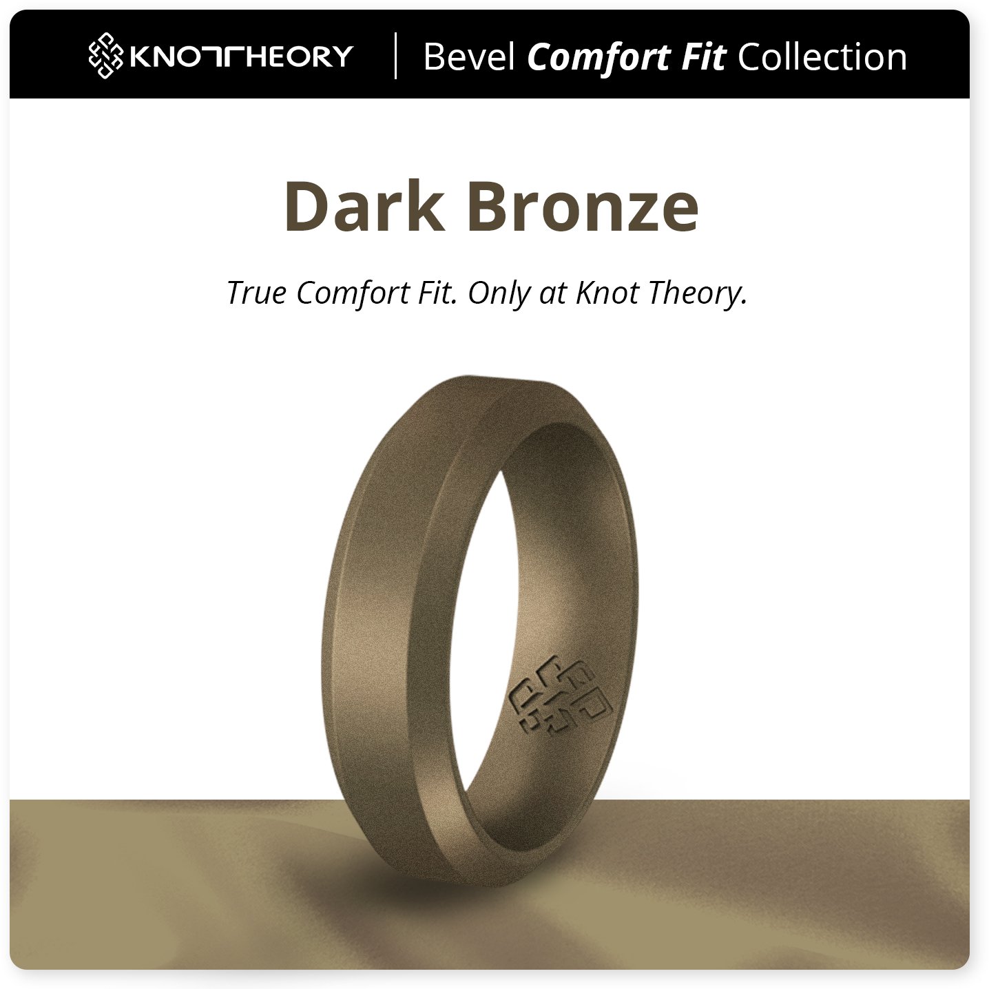 Dark bronze silicone ring with a bevel edge, designed for comfort and breathability, suitable for both men and women.